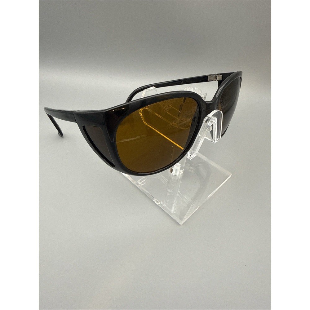 Vintage BOLLE ACRYLEX Sunglasses FRANCE BLACK Wrap CatEye Unisex RARE🔥Polarized